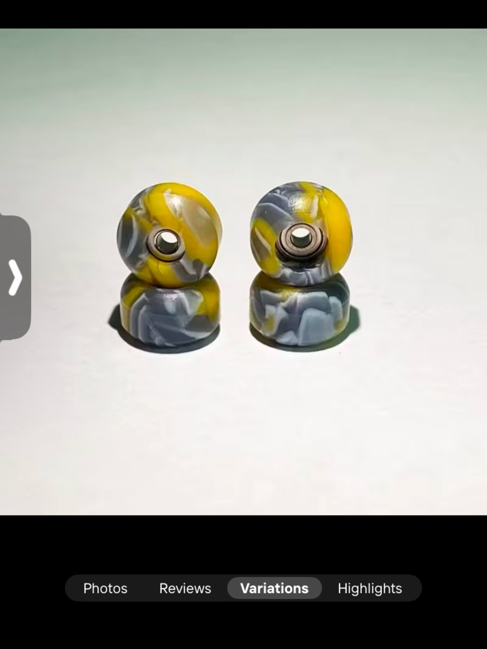Yellow & Gray Swirl fingerboard wheels